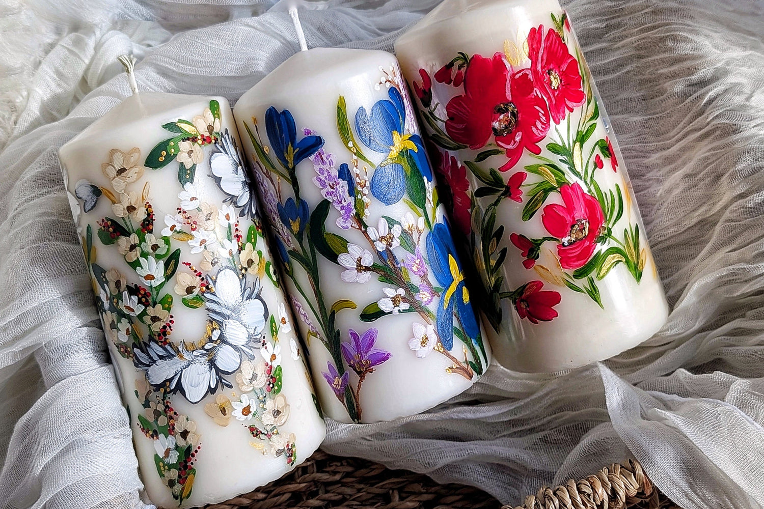 Hand-Painted Decorative Pillar Candles