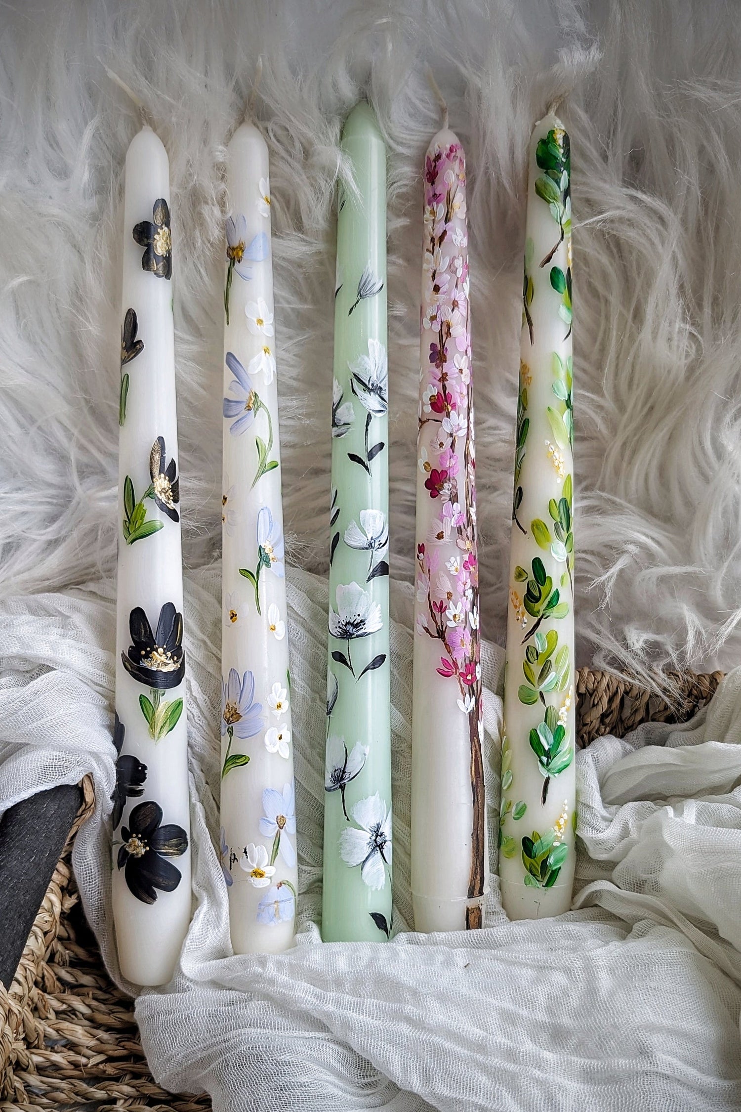 Hand-Painted Taper Candles
