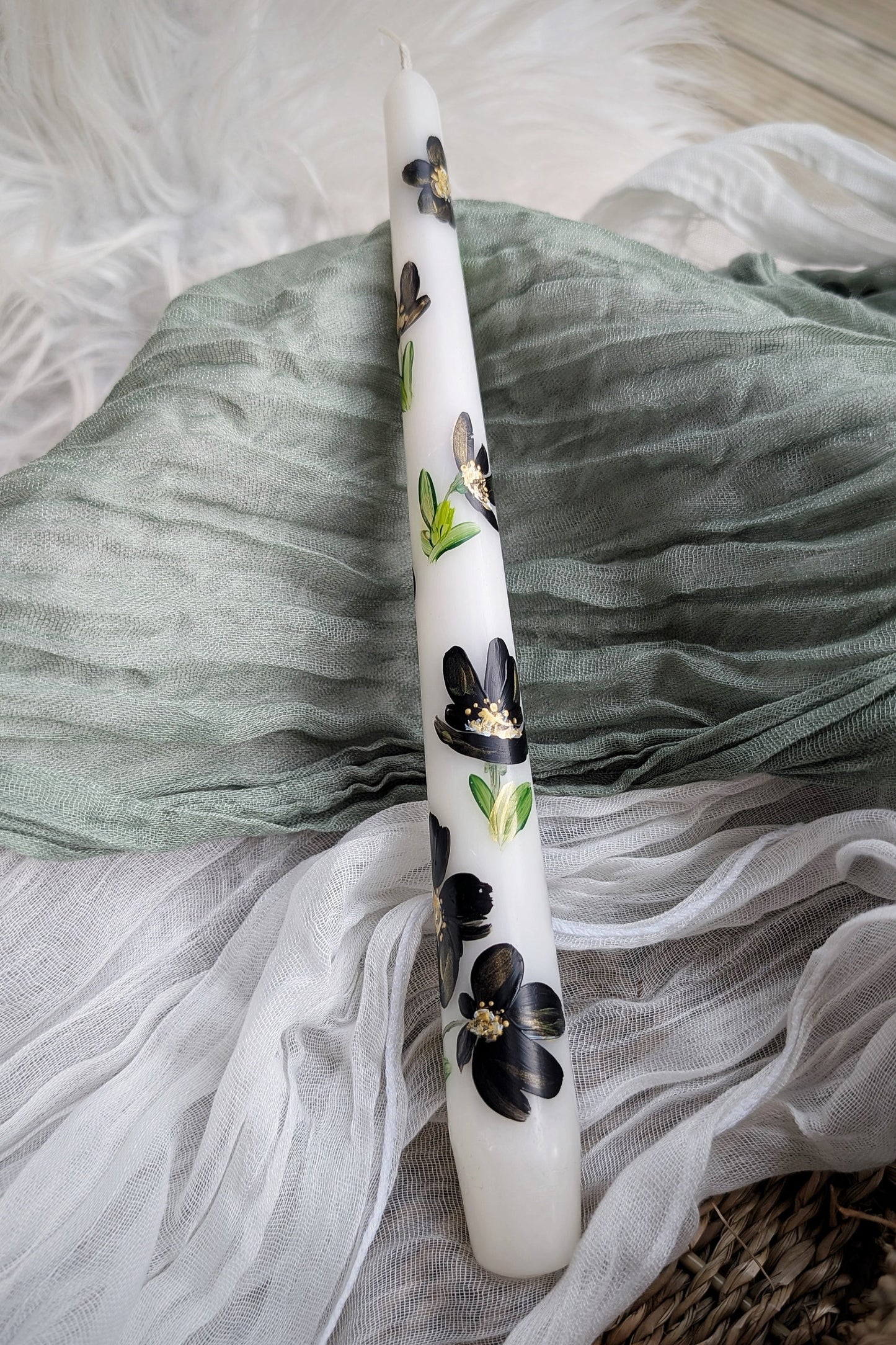 The Signature Collection: Hand-painted Floral Taper Candle