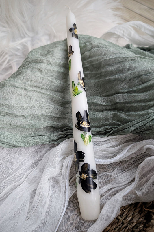 The Signature Collection: Hand-painted Floral Taper Candle