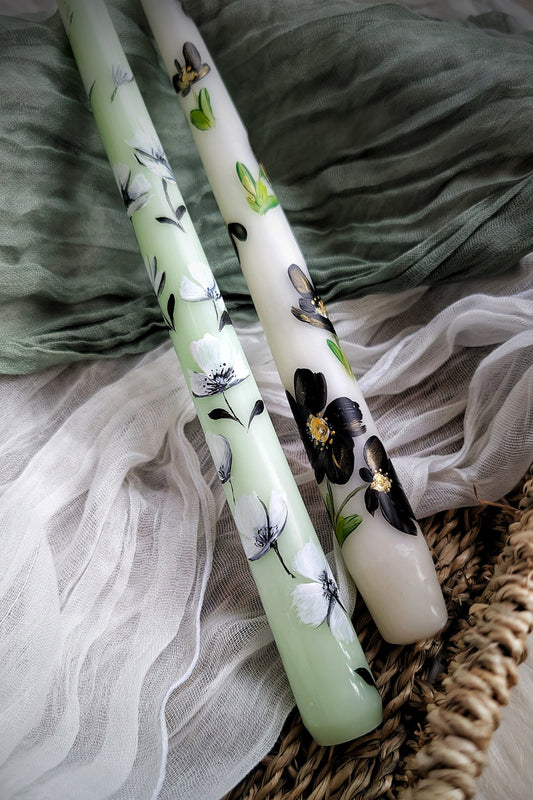 The Signature Collection: Hand-painted Floral Taper Candle
